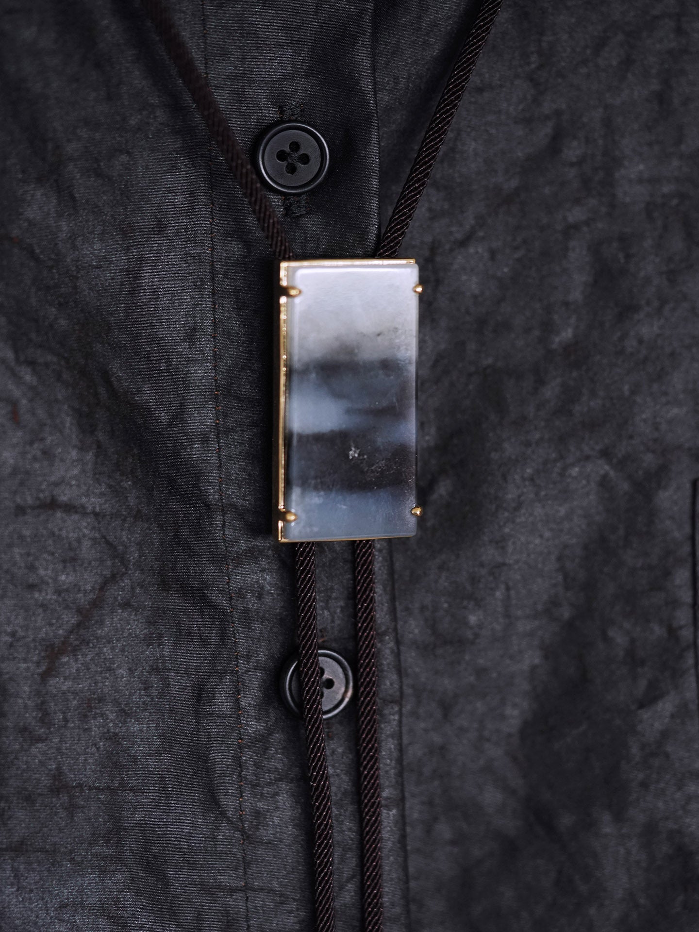 MOUNTAINS 18K Gold with Hetian Blue and White Jade Bolo Tie