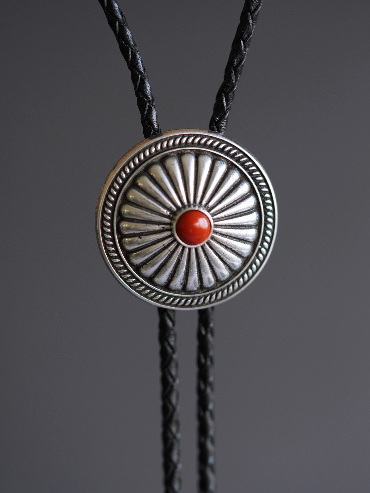 The Solar Medallion · S999 Fine Silver South Red Agate Bolo Tie