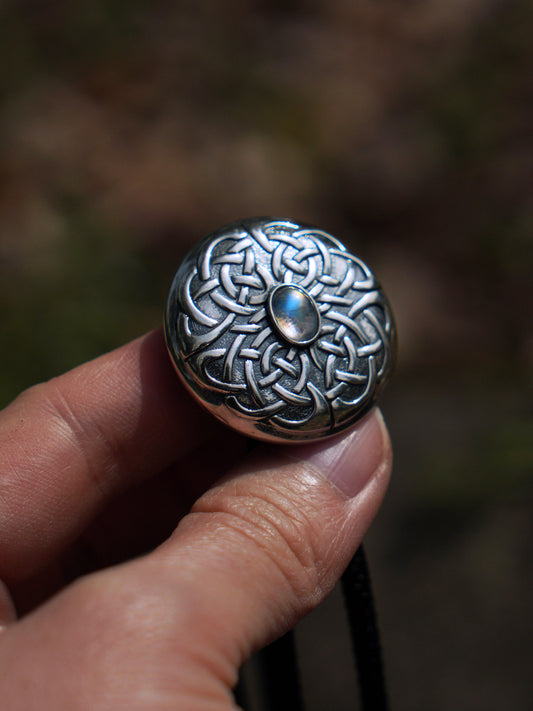 CELTIC KNOT S999 Silver inlaid with Moonstone Bolo Tie