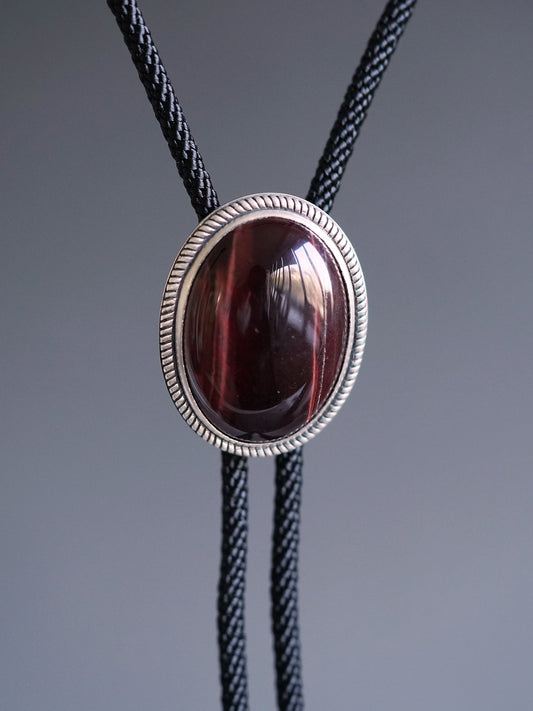 TIGER'S EYES S925 Silver with Red Tiger's Eye Bolo Tie