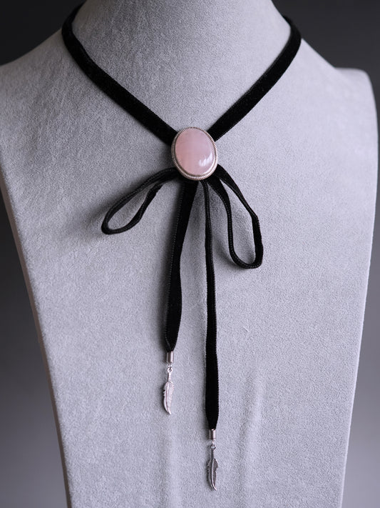 APHRODITE S925 Silver with Rose Quartz Bolo Tie