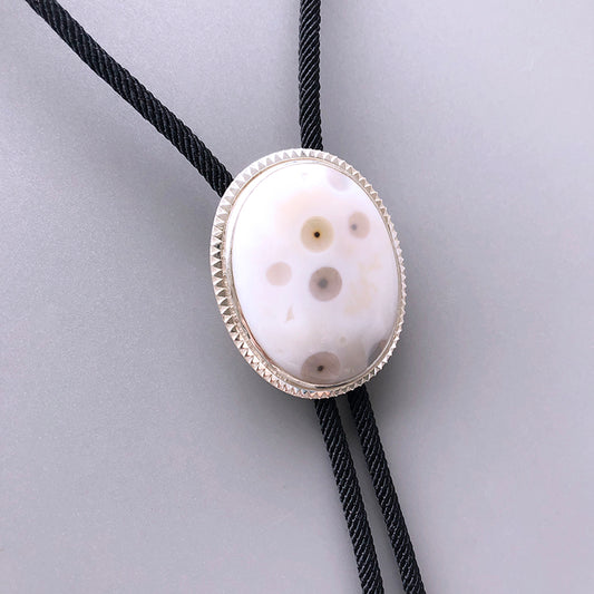The Epoch Ripple: Sterling Silver Natural Ocean Jasper Bolo Tie