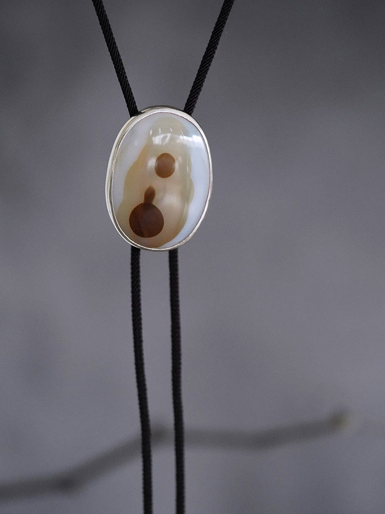 Universal Radiance:S925 Silver with Ocean Chalcedony Bolo Tie
