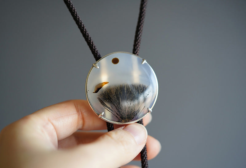The Botanical Landscape: Sterling Silver Ocean Chalcedony Bolo Tie
