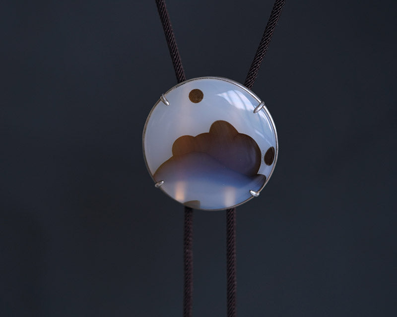 "The Gracious Ridges" —Sterling Silver Ocean Chalcedony Bolo Tie
