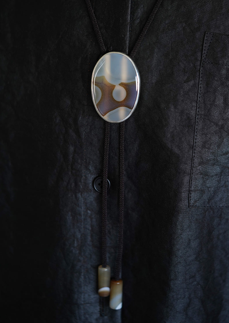 Taihu Garden Spirit – Natural Ocean Jasper & Sterling Silver Bolo Tie