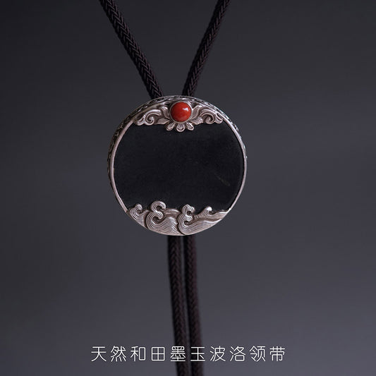My Store “Sunrise” S999 Silver with Hetian Nephrite Bolo Tie