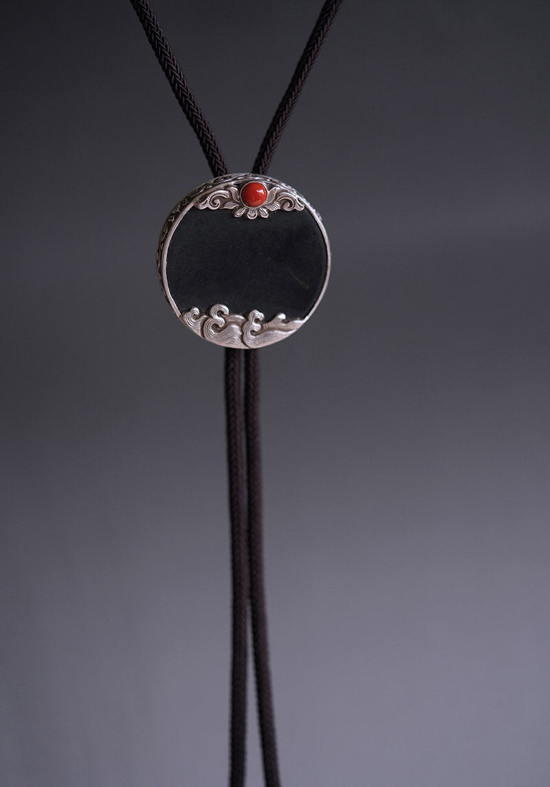 My Store “Sunrise” S999 Silver with Hetian Nephrite Bolo Tie