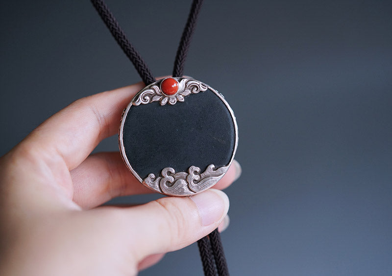 My Store “Sunrise” S999 Silver with Hetian Nephrite Bolo Tie