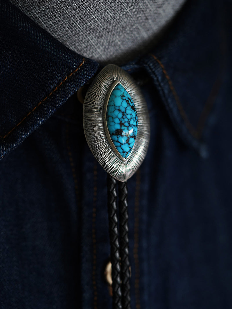 "Eye of the Firmament"— Sterling Silver Natural Turquoise Bolo Tie