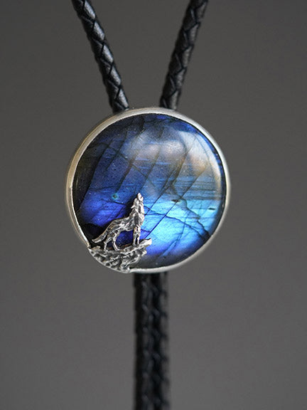 Artical Heart Moon Wolf Bolo Tie