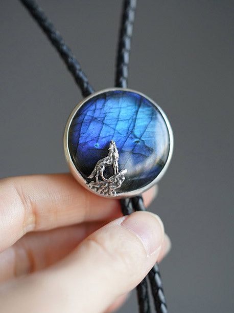 Artical Heart Moon Wolf Bolo Tie