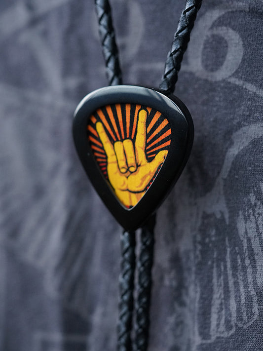 Artical Heart Gitar Pick Bolo Tie