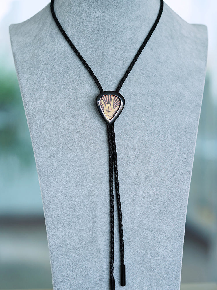 Artical Heart Gitar Pick Bolo Tie