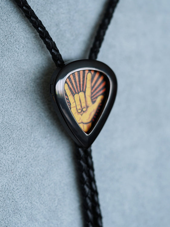 Artical Heart Gitar Pick Bolo Tie