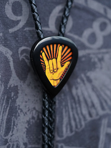 Artical Heart Gitar Pick Bolo Tie