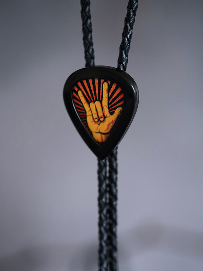 Artical Heart Gitar Pick Bolo Tie