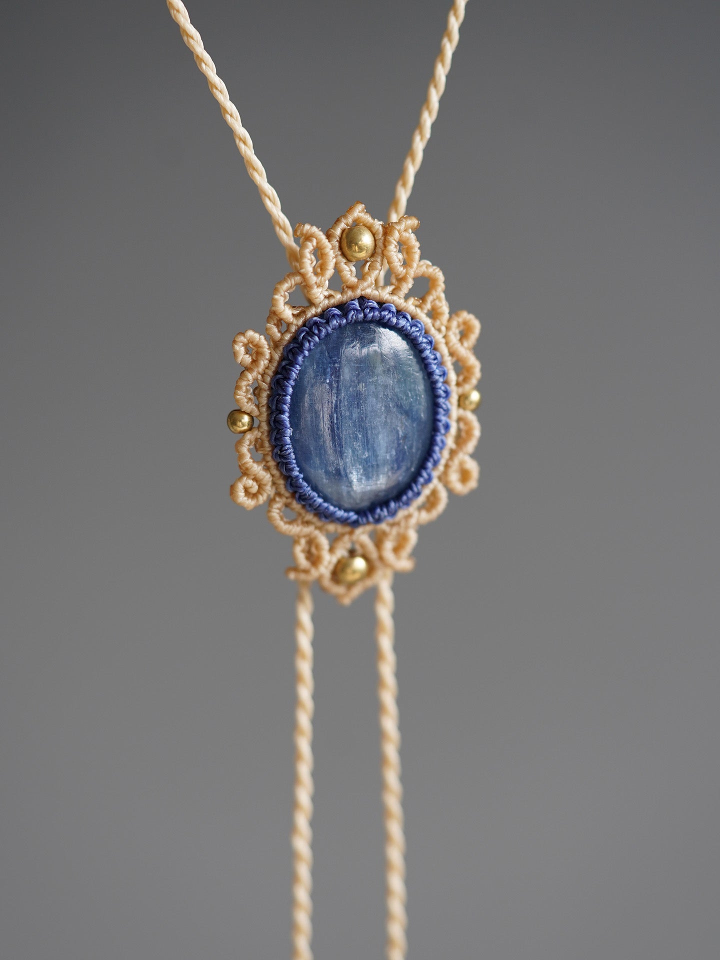 [OOAK] Artisan Macramé Bolo Tie - The Sacred Geometry & Deep Sea Kyanite