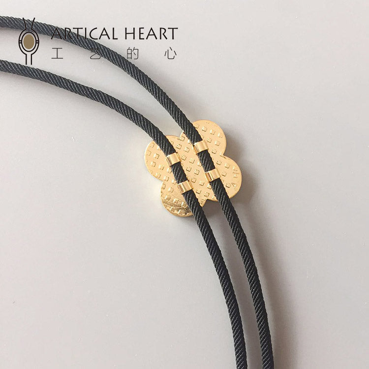 "Lucky Clover" Bolo Tie - 14K Gold-Plated Natural Mother-of-Pearl Necklace