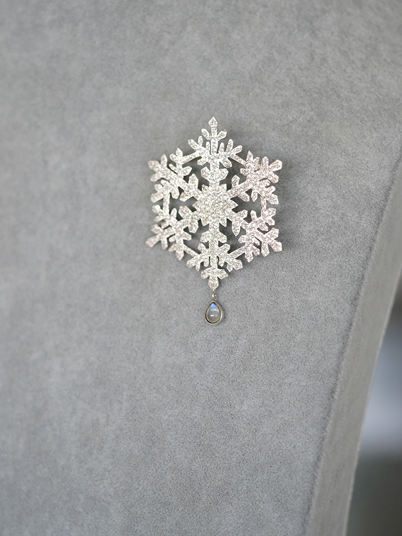 “Transient Bloom” Hand Made Silver with Moonstone Brooch