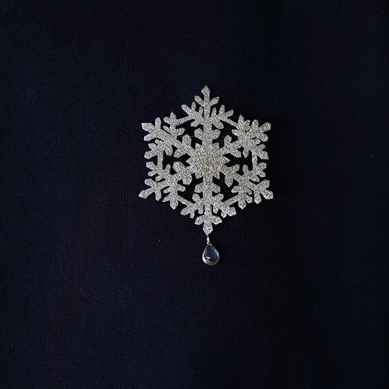 “Transient Bloom” Hand Made Silver with Moonstone Brooch