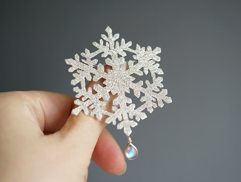 “Transient Bloom” Hand Made Silver with Moonstone Brooch