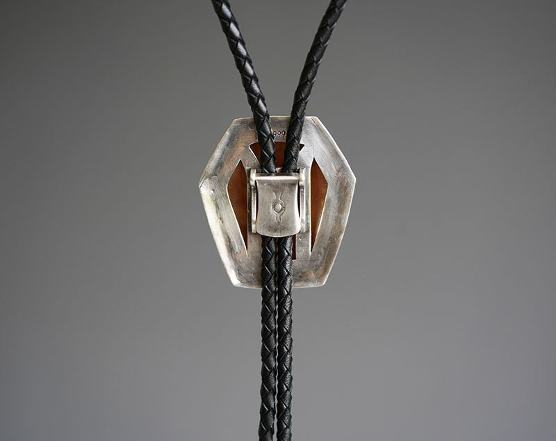 "Poseidon" Italian Master Cameo Bolo Tie - S999 Silver with Blue Gems
