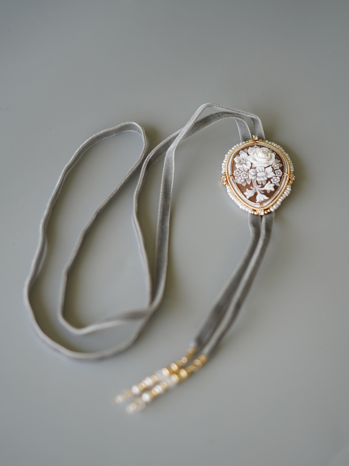 "Floral Elegance" Authentic Italian Hand-Carved Cameo Bolo Tie | Luxury Artisan Western Tie
