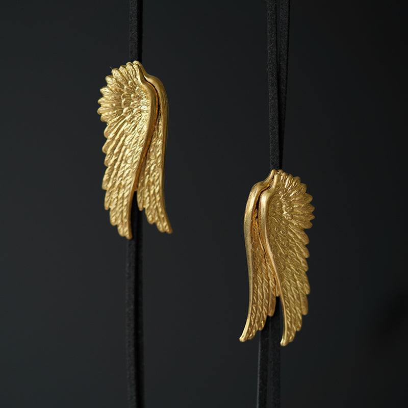 "Angel Wings" Vintage Brass Bolo Tie - Mythological Guardian Jewelry Gift for Men & Women