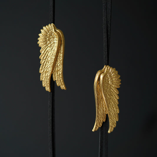 "Angel Wings" Vintage Brass Bolo Tie - Mythological Guardian Jewelry Gift for Men & Women