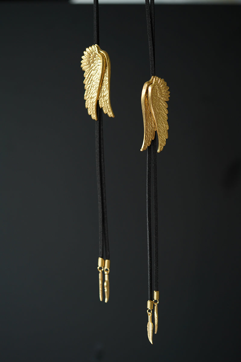 "Angel Wings" Vintage Brass Bolo Tie - Mythological Guardian Jewelry Gift for Men & Women