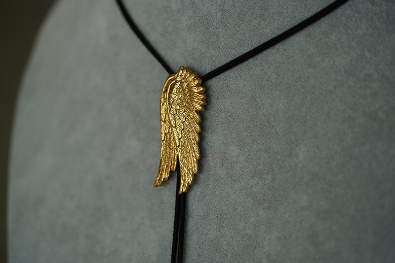 "Angel Wings" Vintage Brass Bolo Tie - Mythological Guardian Jewelry Gift for Men & Women