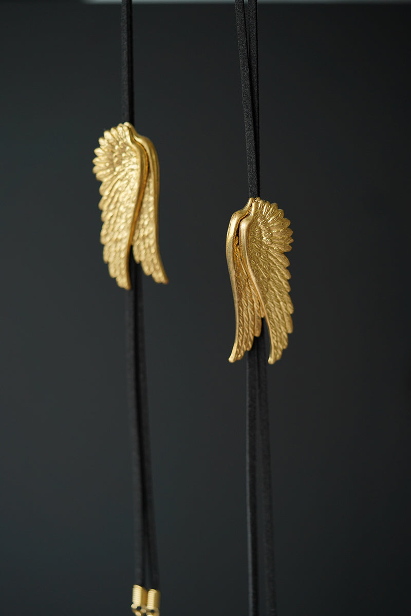 "Angel Wings" Vintage Brass Bolo Tie - Mythological Guardian Jewelry Gift for Men & Women