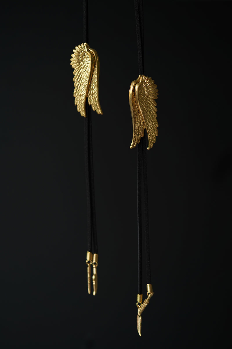 "Angel Wings" Vintage Brass Bolo Tie - Mythological Guardian Jewelry Gift for Men & Women