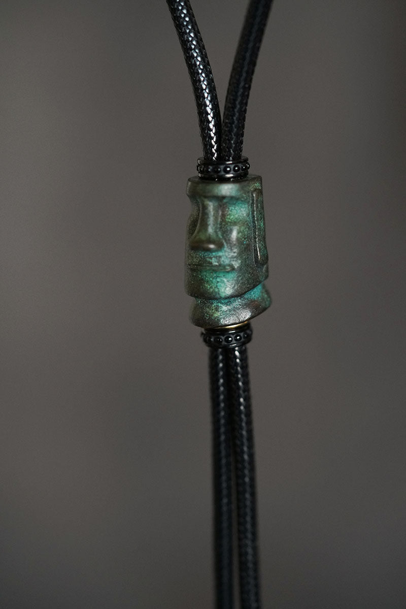 "Moai" Easter Island Monolith Bolo Tie - Antique Verdigris Bronze Artifact Edition