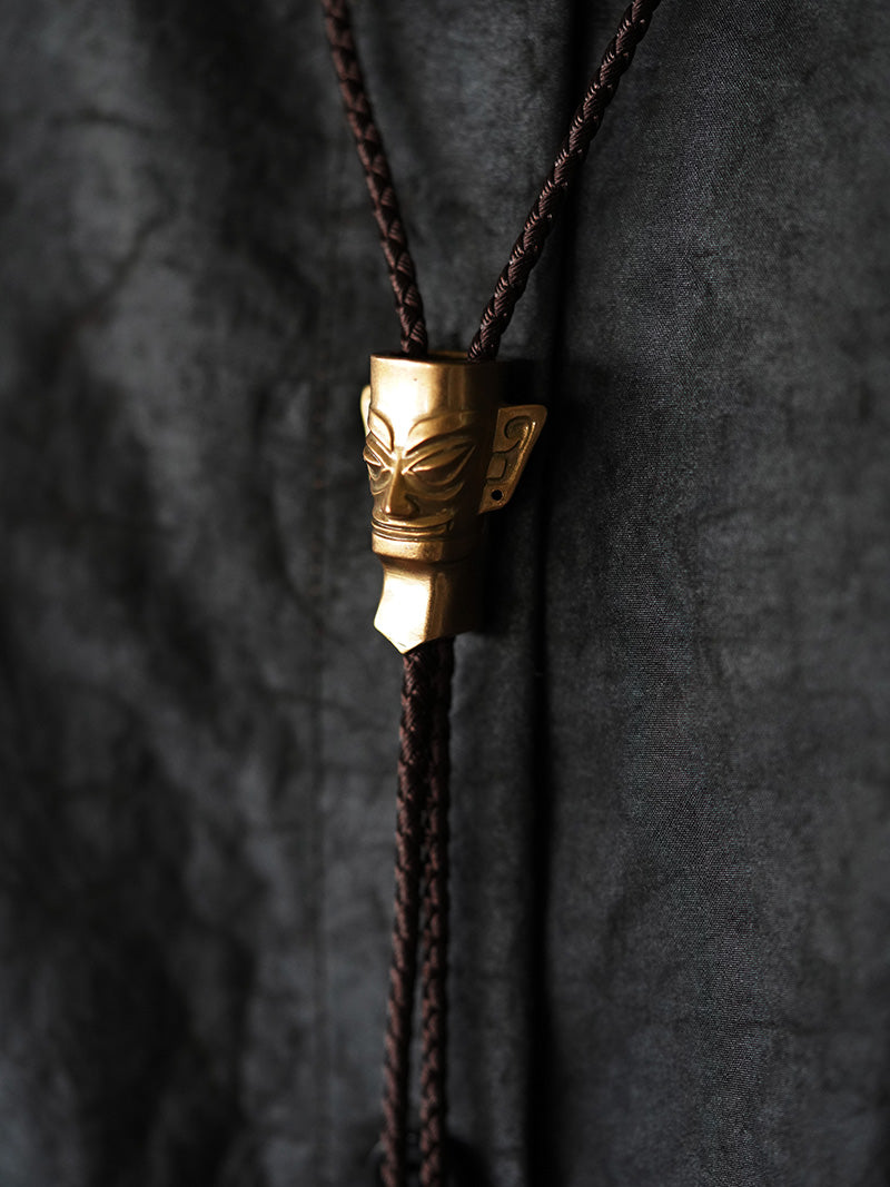 Artical Heart Sanxingdui Bronze Mask Bolo Tie
