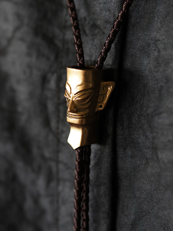 Artical Heart Sanxingdui Bronze Mask Bolo Tie