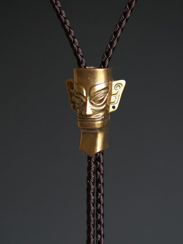 Artical Heart Sanxingdui Bronze Mask Bolo Tie
