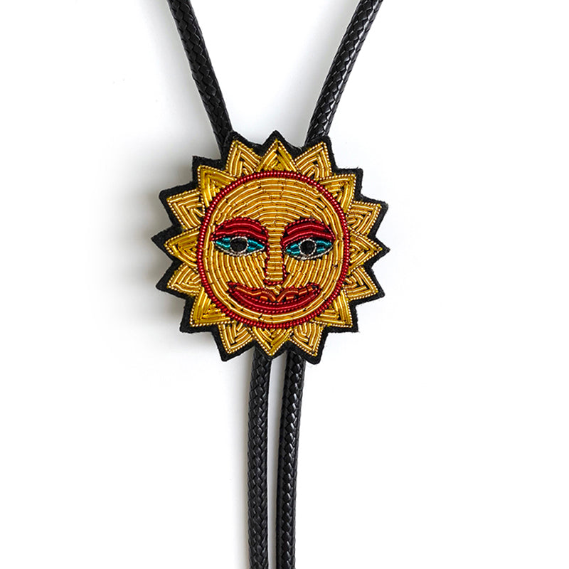 Hymn to the Sun：Zardosi Hand-Embroidered Mythological Solar Bolo Tie