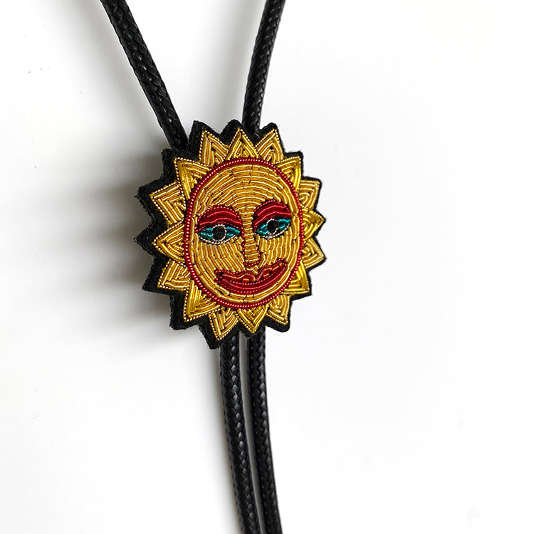 Hymn to the Sun：Zardosi Hand-Embroidered Mythological Solar Bolo Tie