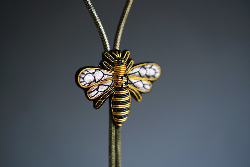 The Imperial Bee: Zardosi Hand-Embroidered Couture Bee Bolo Tie