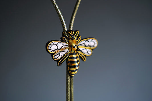 The Imperial Bee: Zardosi Hand-Embroidered Couture Bee Bolo Tie