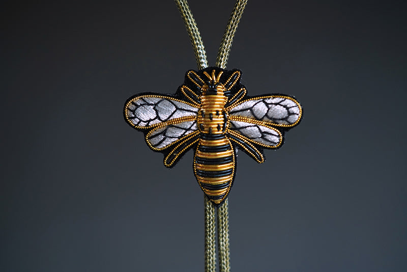 The Imperial Bee: Zardosi Hand-Embroidered Couture Bee Bolo Tie