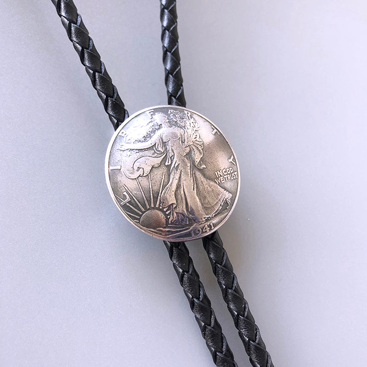 Walking Into the Dawn: 1940's Walking Liberty 90 Silver Coin Bolo Tie