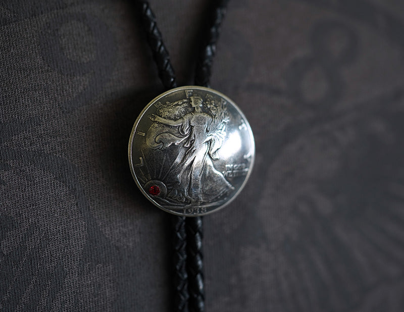 Walking Into the Dawn: 1940's Walking Liberty 90 Silver Coin Bolo Tie
