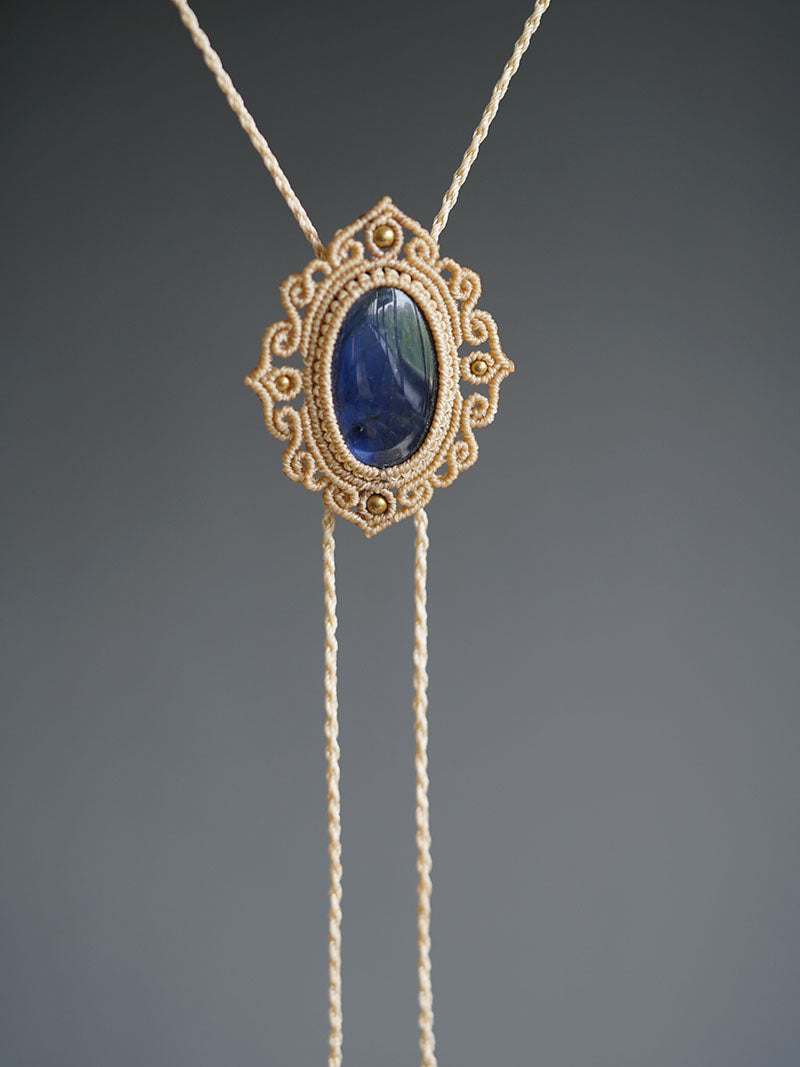 Artical Heart Labradorite Macrame Bolo Tie