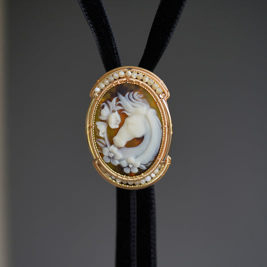 Ode to the Wilds：Handwired Antique Resin & Pearl Bolo Tie