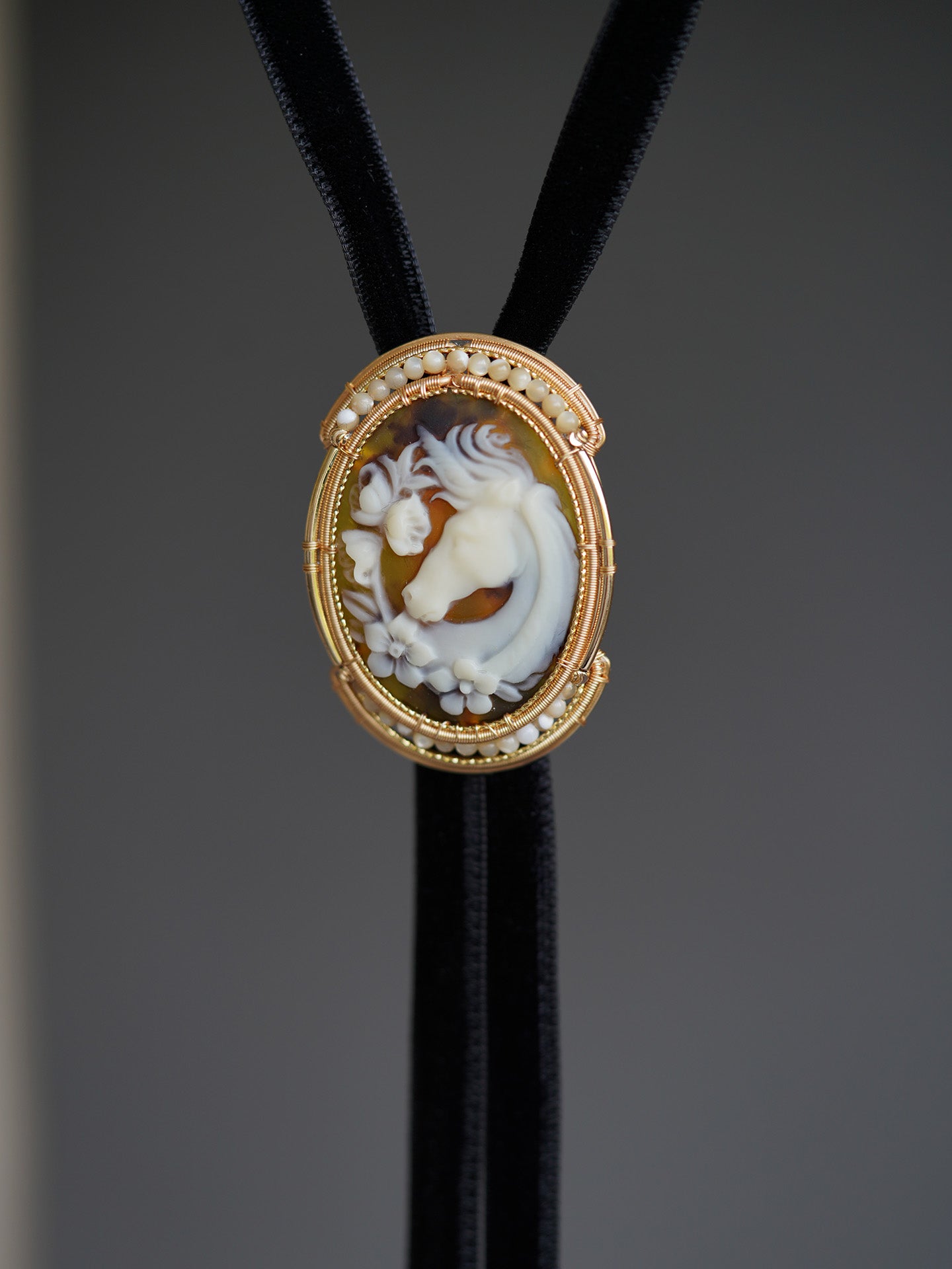 Ode to the Wilds：Handwired Antique Resin & Pearl Bolo Tie