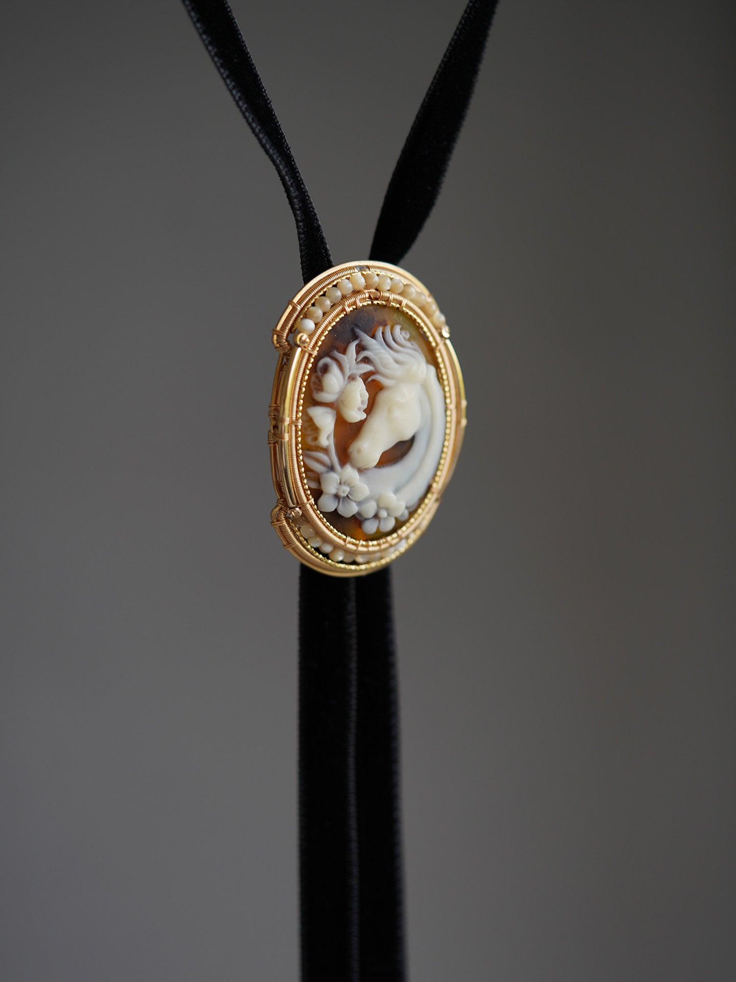 Ode to the Wilds：Handwired Antique Resin & Pearl Bolo Tie