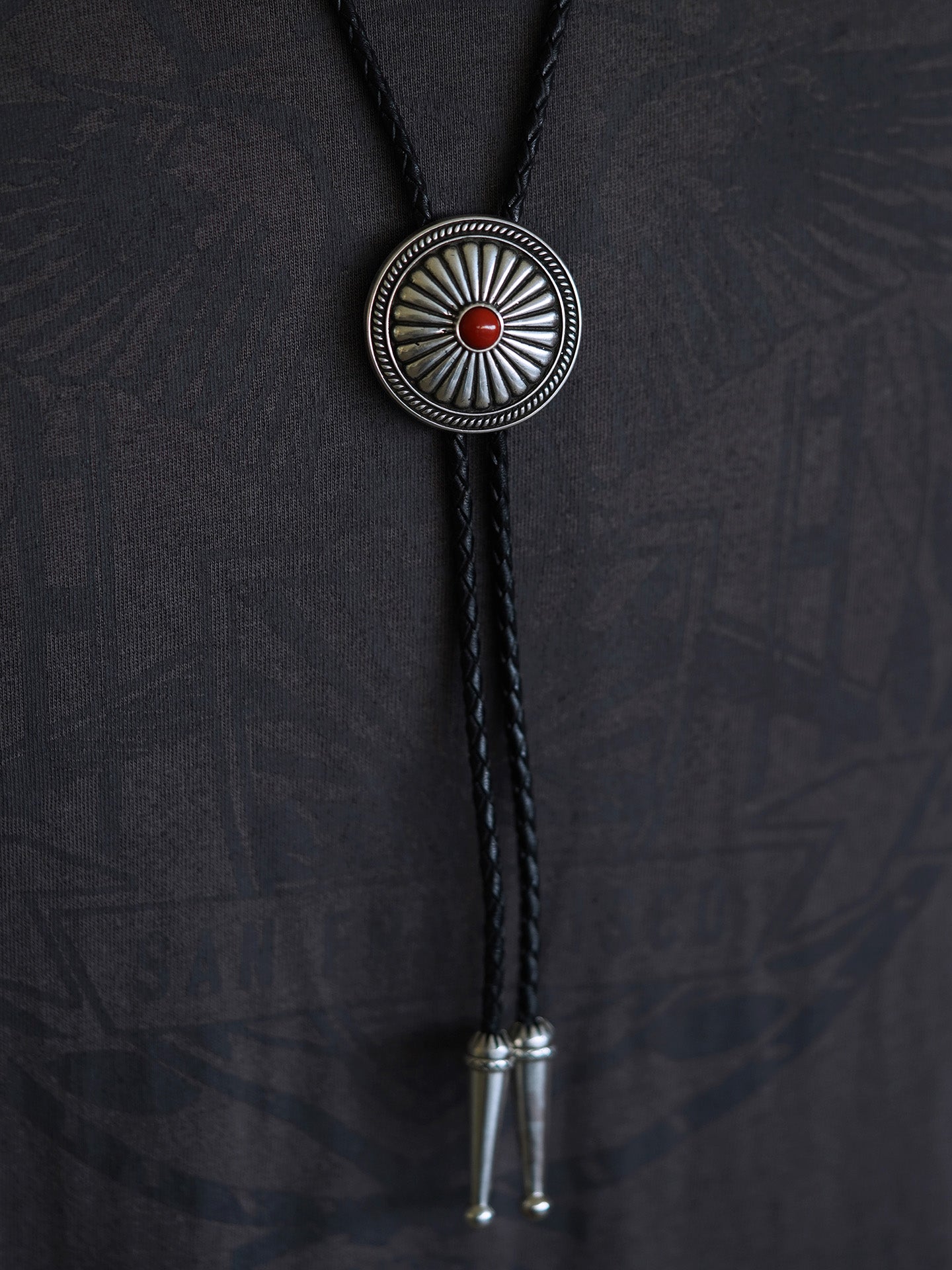 The Solar Medallion · S999 Fine Silver South Red Agate Bolo Tie